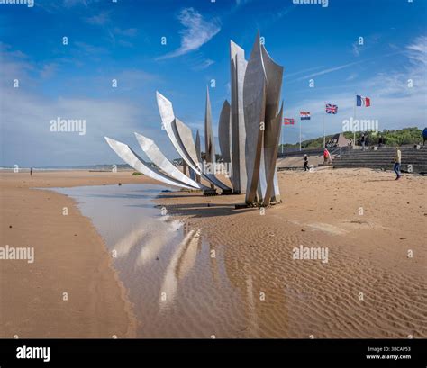 Omaha Beach, France - 08 03 2025: Signal Monument. Panoramic view of ...