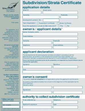 Fillable Online Subdivision Strata Certificate - PDF Fax Email Print ...