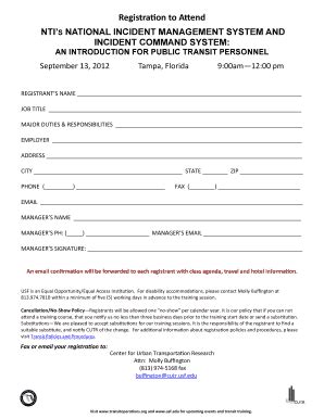 Fillable Online cutr usf NATIONAL INCIDENT MANAGEMENT SYSTEM ...