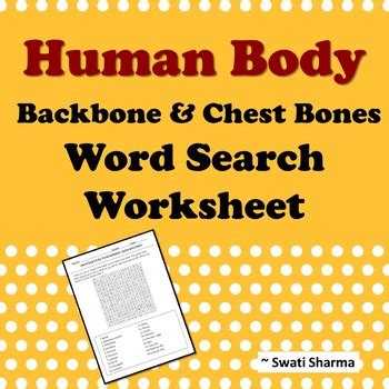 Human Body: Backbone and Chest Bones Word Search Worksheets school ...