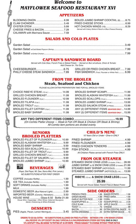Mayflower Seafood Restaurant menus in Reidsville, North Carolina, United States
