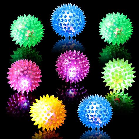 Buy 8 Pack 2.55 Inch Light up Spike Rubber Ball Light up Led Spiky Ball ...
