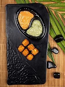 Buy Goodhomes Melamine Slate Finish Chip and Dip Platter for Momos ...
