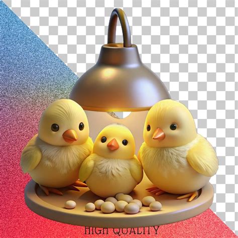 Cute baby chicks illustration with a lightbulb | Premium AI-generated PSD