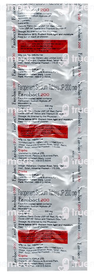 Farobact 200 Mg Tablet 10 - Uses, Side Effects, Dosage, Price | Truemeds