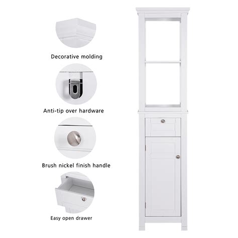 Spirich Home Bathroom Freestanding Storage Cabinet with Two Tier Open ...