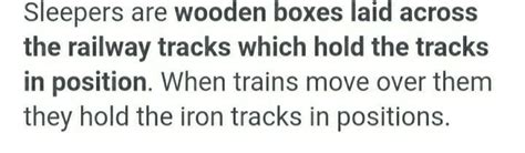 Sleepers on the track. For class 9 - Brainly.in