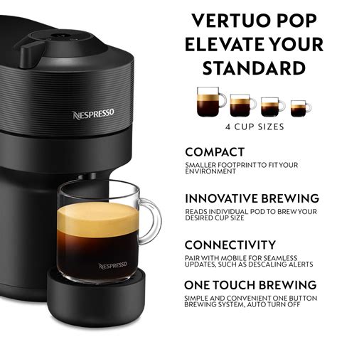 Nespresso Coffee Machines - Vertuo Pop - Smart Connectivity - Black