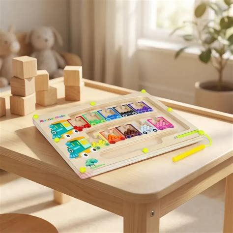 Montessori Magnetic Color & Number Maze – Wooden Puzzle Learning Board ...