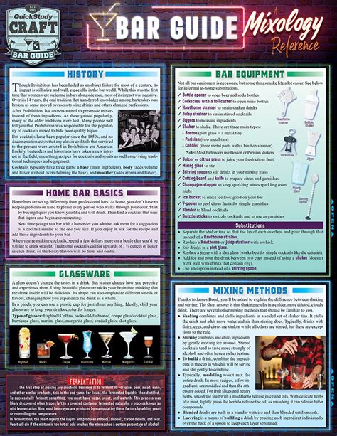 Bar Guide Mixology Reference QuickStudy Laminated India | Ubuy