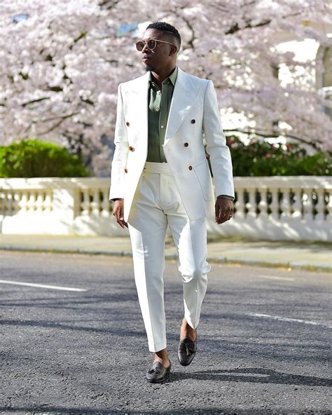 Cream colored men's suit with green shirt | Tuxedo for men, Mens ...