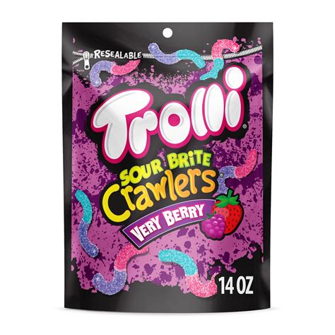 Trolli Sour Brite Crawlers, Candy, Very Berry, Sweet and Sour, Gummy ...