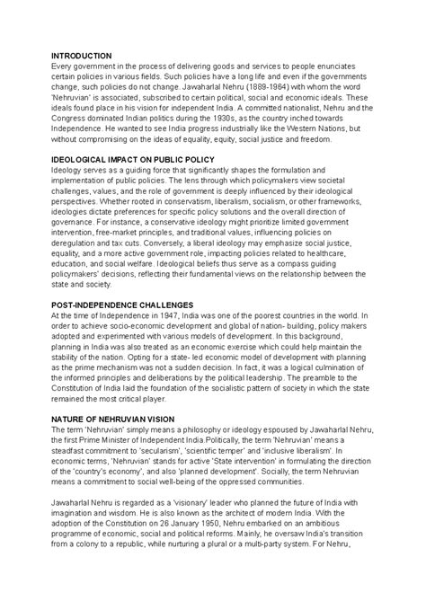 Nehruvian model - INTRODUCTION Every government in the process of ...