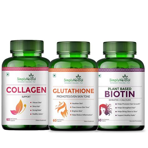 Simply Herbal Plant Based Glutathione With Biotin tablets With Keratine ...