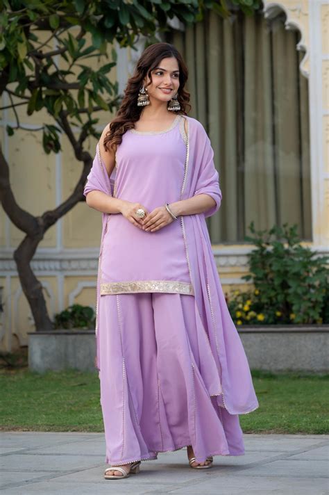 Women Solid Sleeveless Scoop Neck Kurta with Flared Palazzo & Dupatta ...