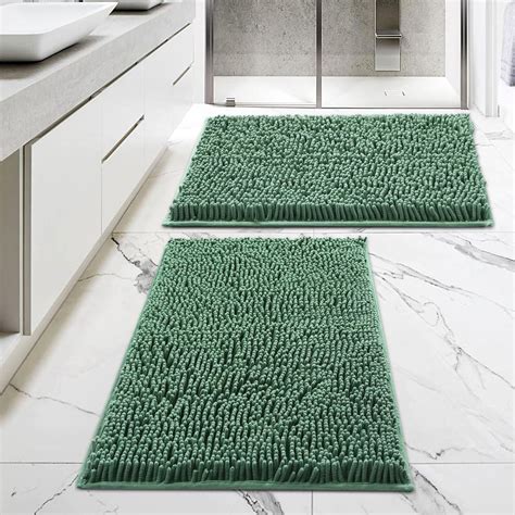 Amazon.com: MitoVilla Green Bathroom Rugs Set - 2 Piece 20" x 32", Dark ...