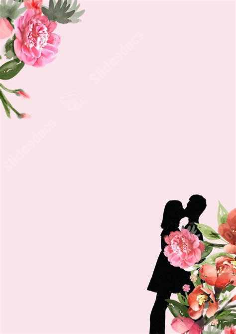Silhouette Of Love In Florals Page Border Background Word Template And Google Docs For Free Download - silhouette of love