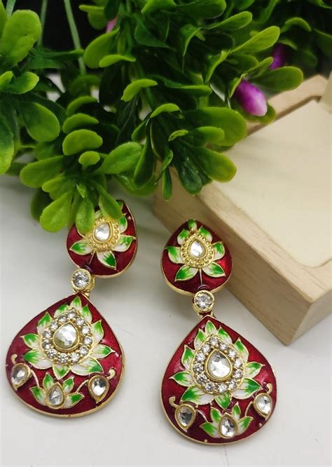 PREMIUM QUALITY HAND PAINTED BRASS MEENAKARI EARRINGS FOR WOMEN – www ...