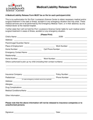 Fillable Online sciport Medical/Liability Release Form - Sci-Port ...
