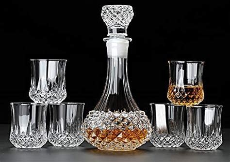 7 Pc Whiskey Wine Decanter Set with Glasses & Stopper | Premium Glass ...