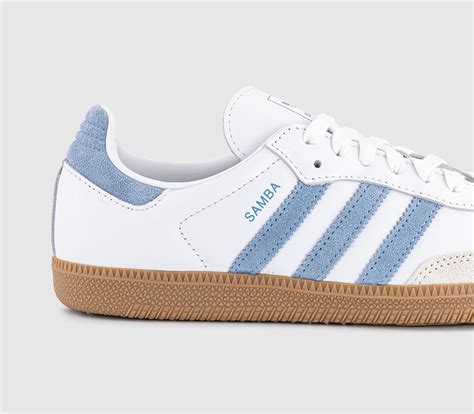 adidas Samba OG Trainers White Alumina Ash Blue - Women's Trainers
