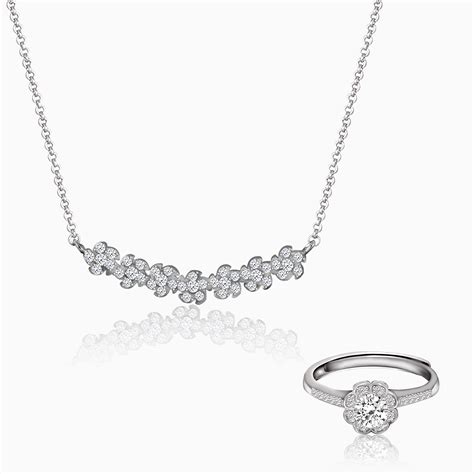 Silver Zircon Flower Blossom Set – GIVA
