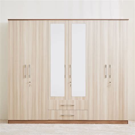 Buy Samuel 6-Door Wardrobe with Mirror and Drawer - Brown from Home ...