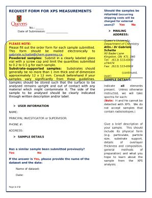 REQUEST FOR XPS MEASUREMENTS Doc Template | pdfFiller