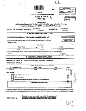Fillable Online r,....u.tL #auul I cu HtPORT FORM X 17A-5 Ak PART III ...