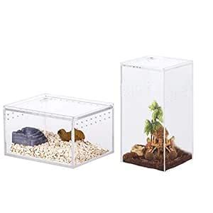 2 Pack Acrylic Reptile Terrarium Enclosure Tank Snail Spider Habitat ...