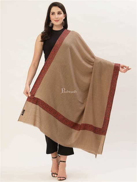 Pashtush Womens Embroidery Shawl, Challa Daur Border, Fine Wool ...