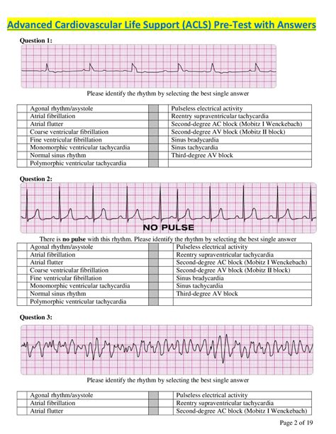 Advanced Cardiovascular Life Support (ACLS) Pre-Test with Answers ...