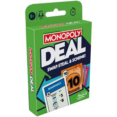 Monopoly Deal Card Game, Quick-Playing Family Card Game for 2-5 Players ...