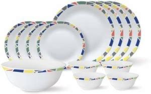 Larah by Borosil Pack of 13 Opalware Tiara Design Garnet {{ 4-Piece 11 ...