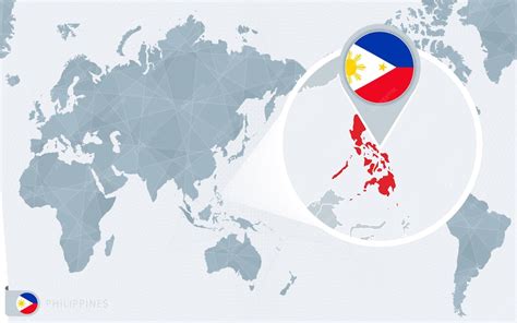 Carte du monde centrée sur le Pacifique avec les Philippines agrandies ...