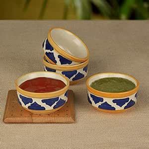 Buy StyleMyWay Handpainted Ceramic Serving Bowls (110 ml, Set of 4 ...