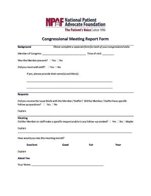 Fillable Online Congressional Meeting Report Form - cqrcengagecom Fax ...