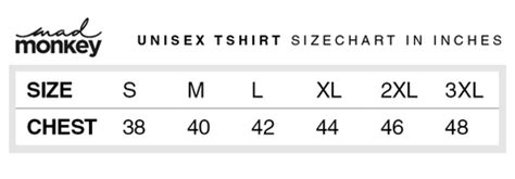 Sizing Chart – Mad Monkey