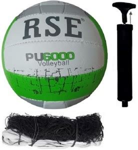 RSE PU 6000 GREEN VOLLEYBALL with NYLON NET & PUMP Volleyball Kit - Buy ...