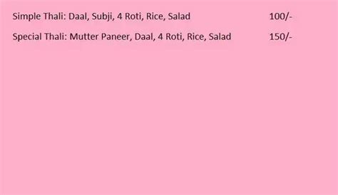 Menu of Krishna Foods, Zeta 1, Greater Noida