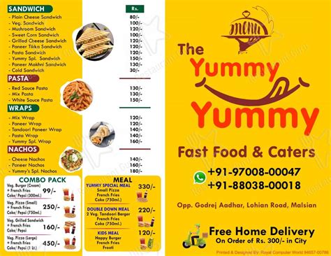Menu at The Yummy Yummy Fast Food, Malsian