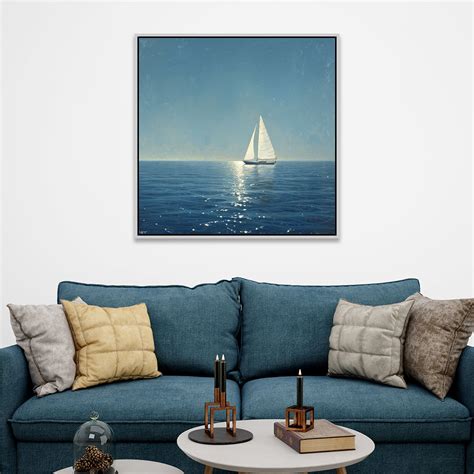 Blue Ocean White Sailing Boat Canvas Wall Art Painting – Decors Mantra