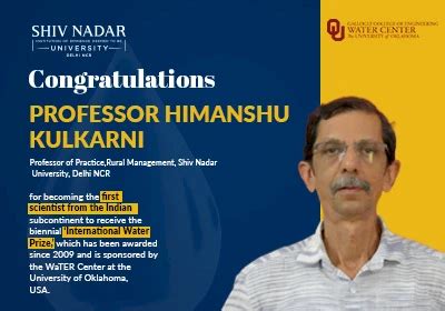 Professor Himanshu Kulkarni Becomes First Recipient from the Indian ...