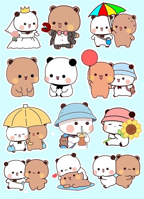 Peach goma Sticker Pack of 12 (3 inch) | bubu dudu or Cute Bear Panda ...