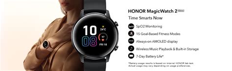 HONOR Magic Watch 2 (42 mm, Agate Black) Always On AMOLED Display, SpO2 ...