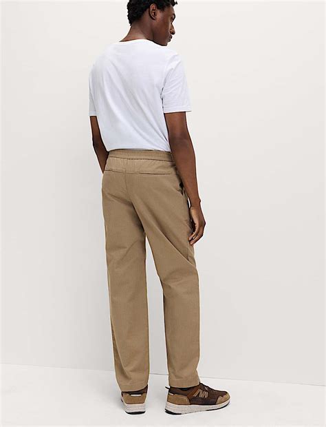 Buy Pure Cotton Herringbone Trousers at Marks & Spencer