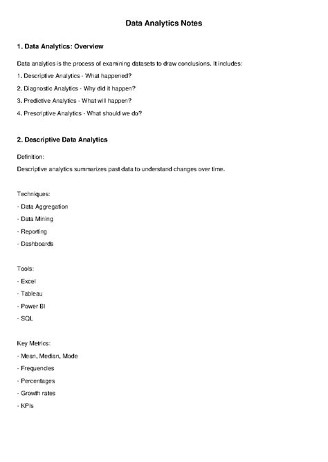 Data Analytics Notes - 1. Data Analytics: Overview Data analytics is ...
