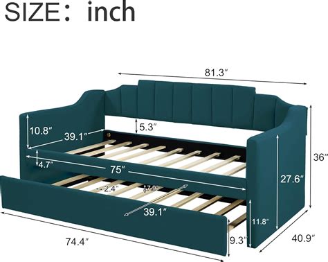 Buy LCH Upholstered Twin Daybed with Trundle, Bed Frame with Full ...
