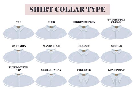 Premium Vector | Shirt collar types shapes and forms collection set