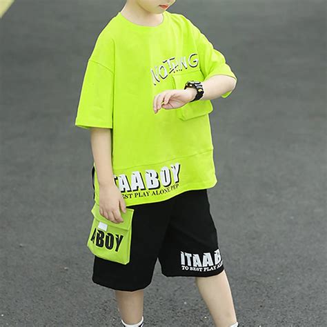 2 Pieces Kids Boys T-shirt & Shorts Clothing Set Outfit Graphic Letter ...